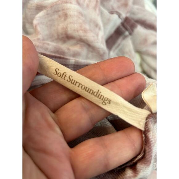 Soft‎ Surroundings  Lightweight Plaid Hooded Top Size S - Picture 12 of 13